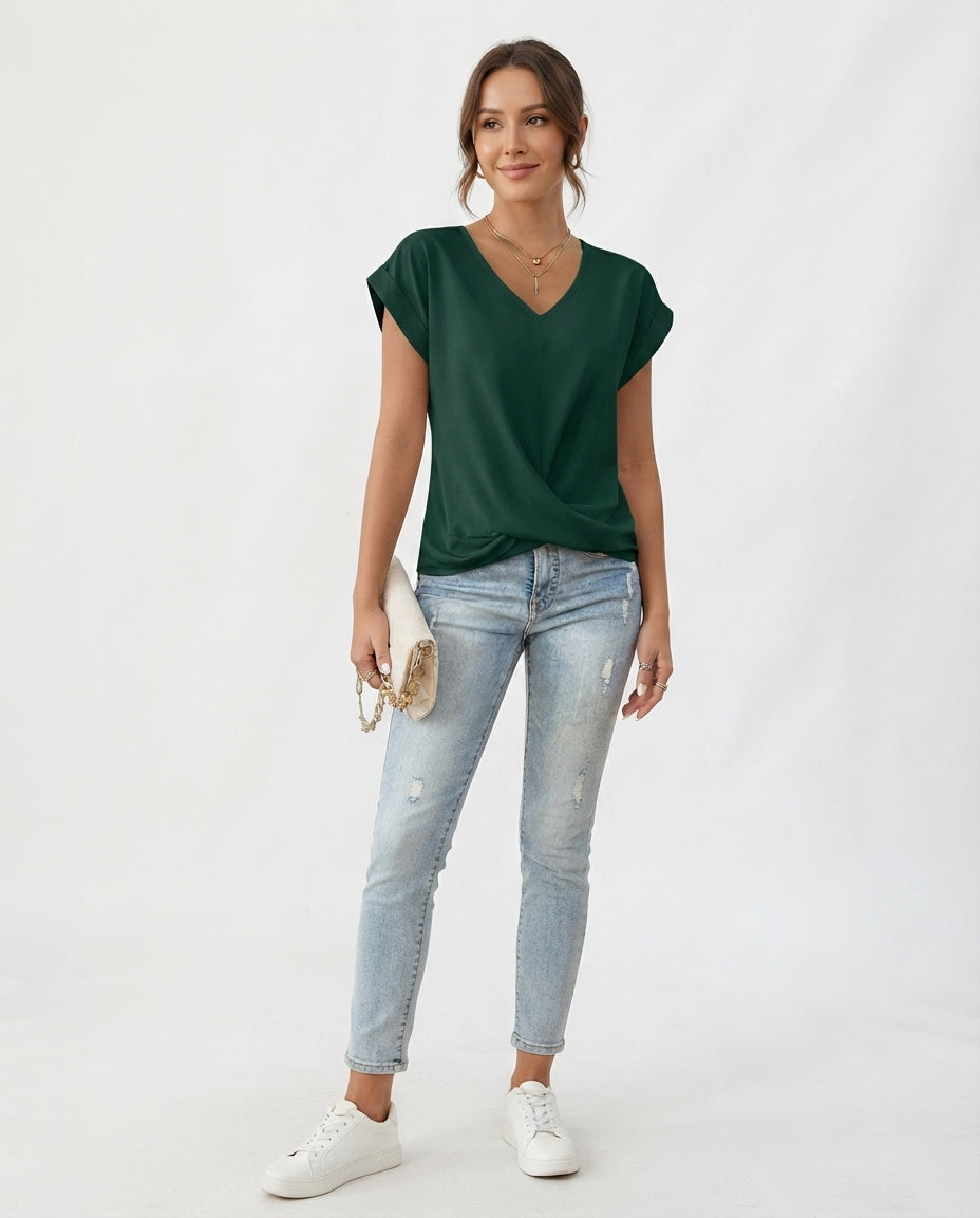Twist Front V-Neck Tee