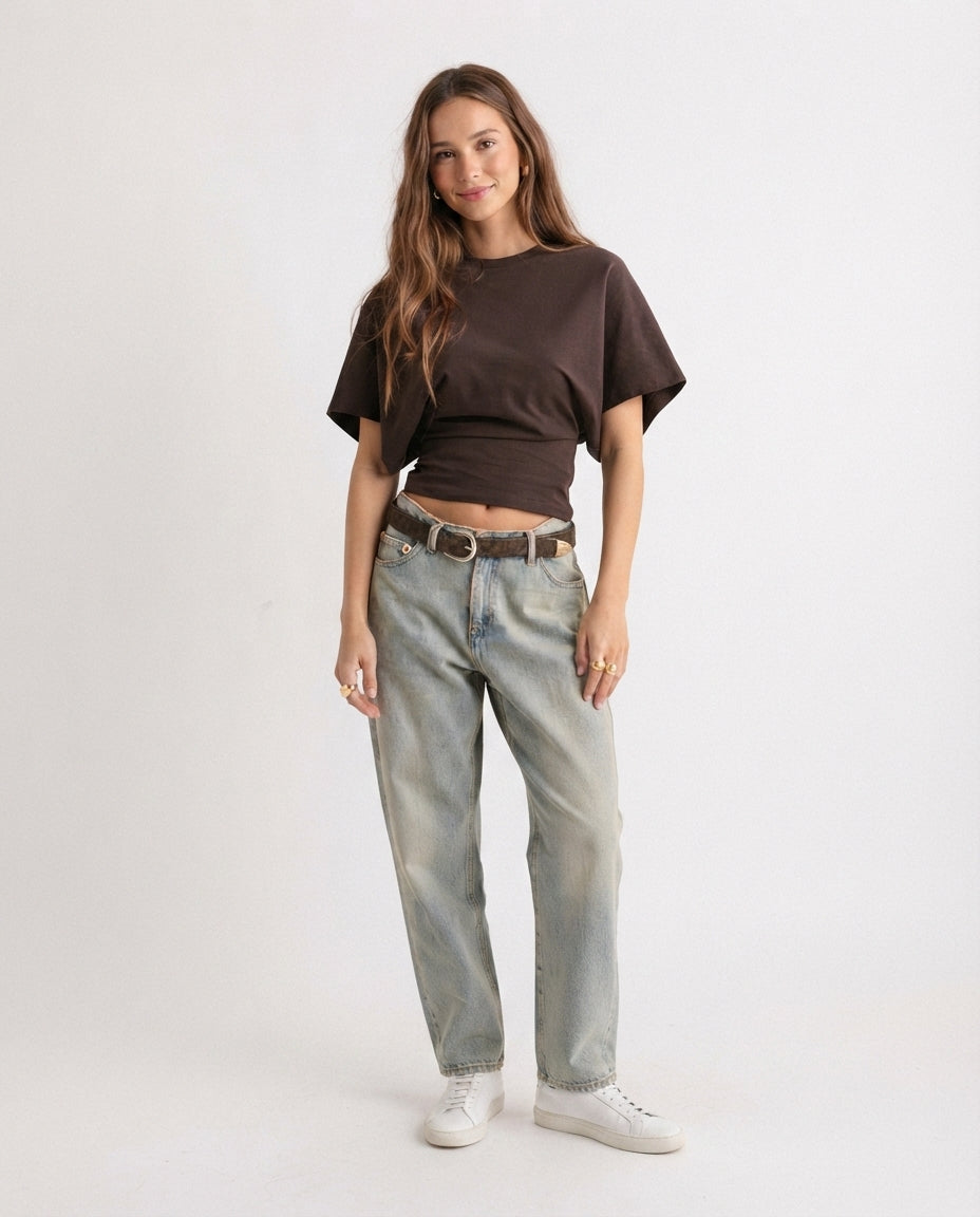Batwing Sleeve Fitted Tee