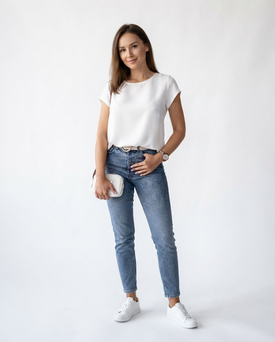 Padded Shoulder Mock Neck Top