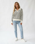 Striped Polo Collar Sweater