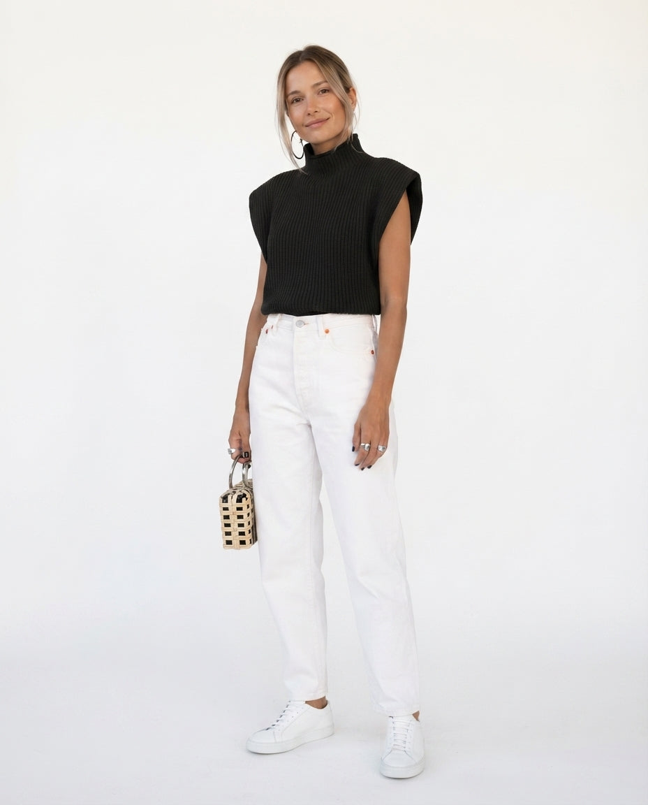 Mock Neck Sleeveless Sweater