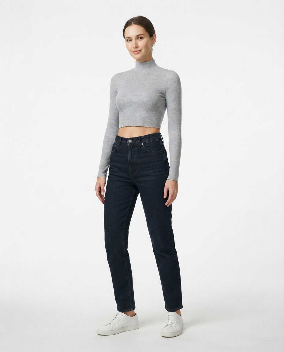 Ribbed Mock Neck Crop Top