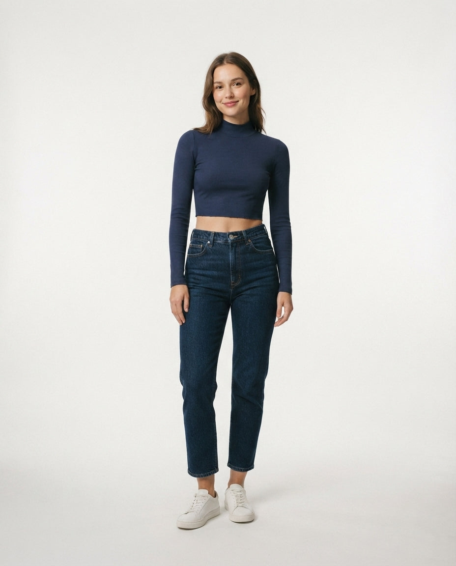 Ribbed Mock Neck Crop Top