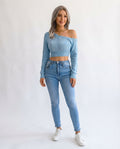 Off Shoulder Knit Crop Top