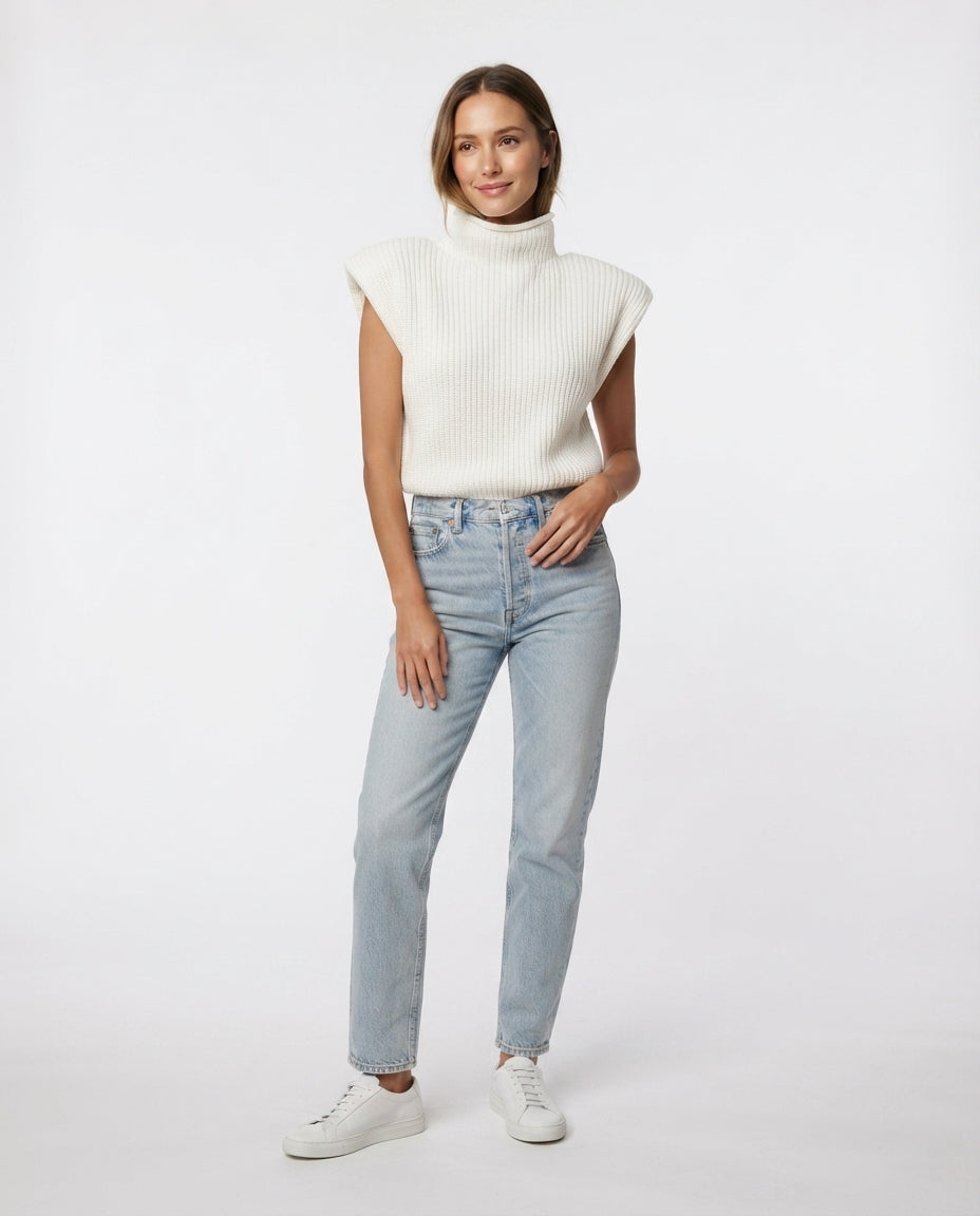 Mock Neck Sleeveless Sweater