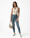 Ribbed Collared Sleeveless Top