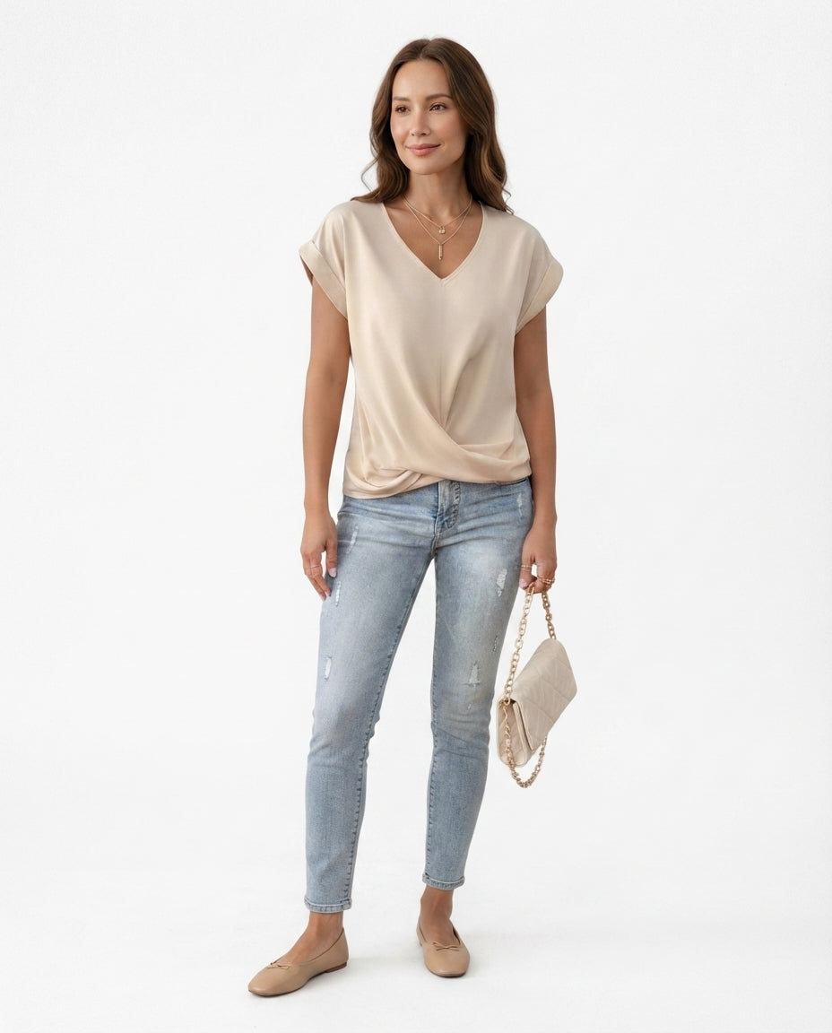 Twist Front V-Neck Tee