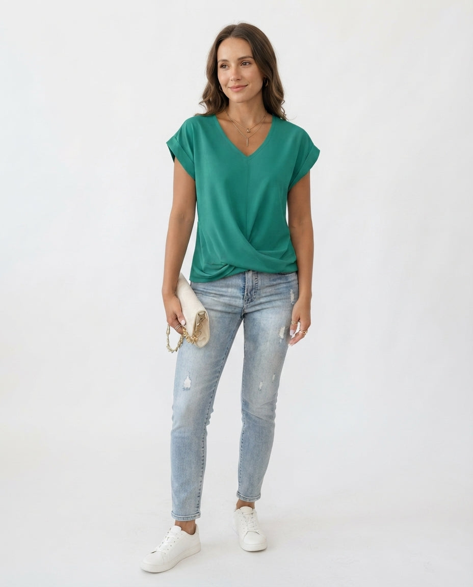 Twist Front V-Neck Tee