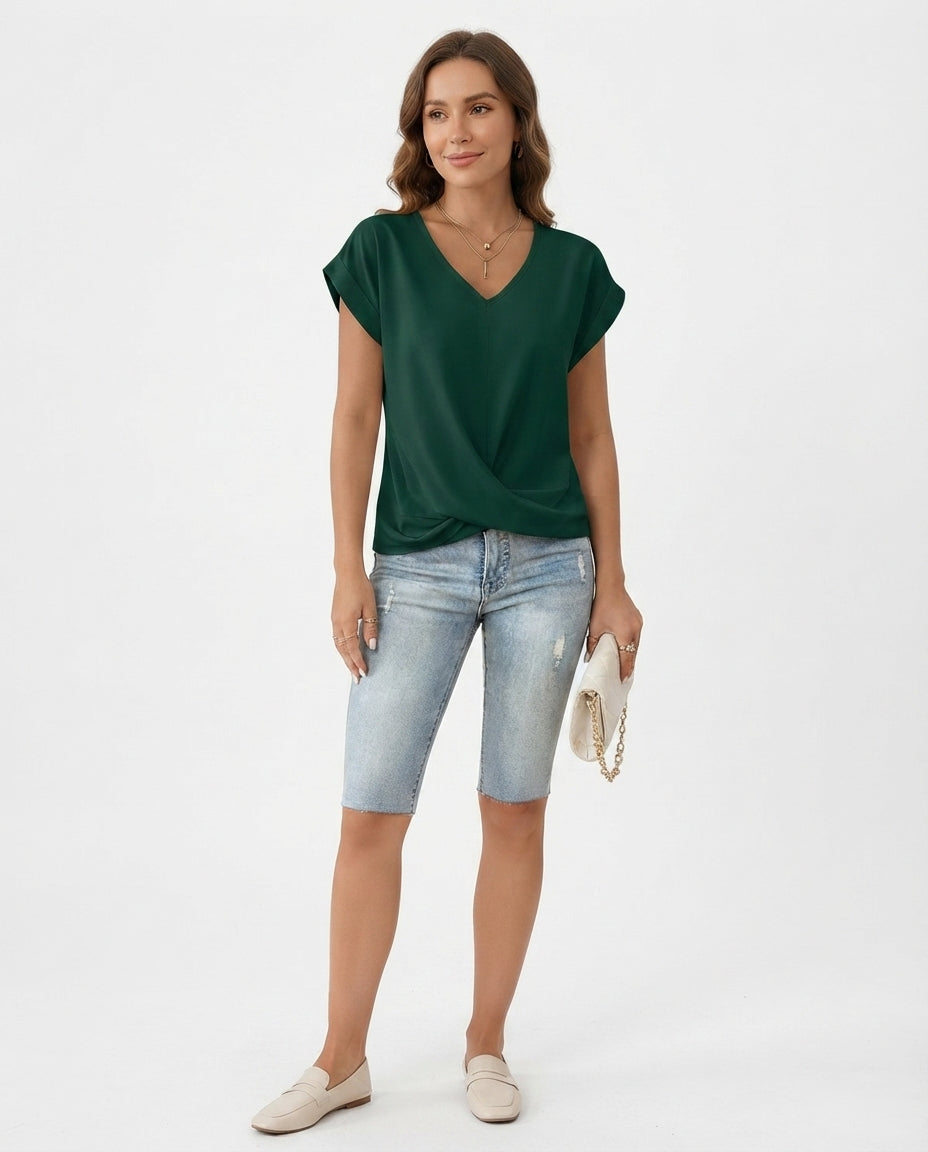 Twist Front V-Neck Tee
