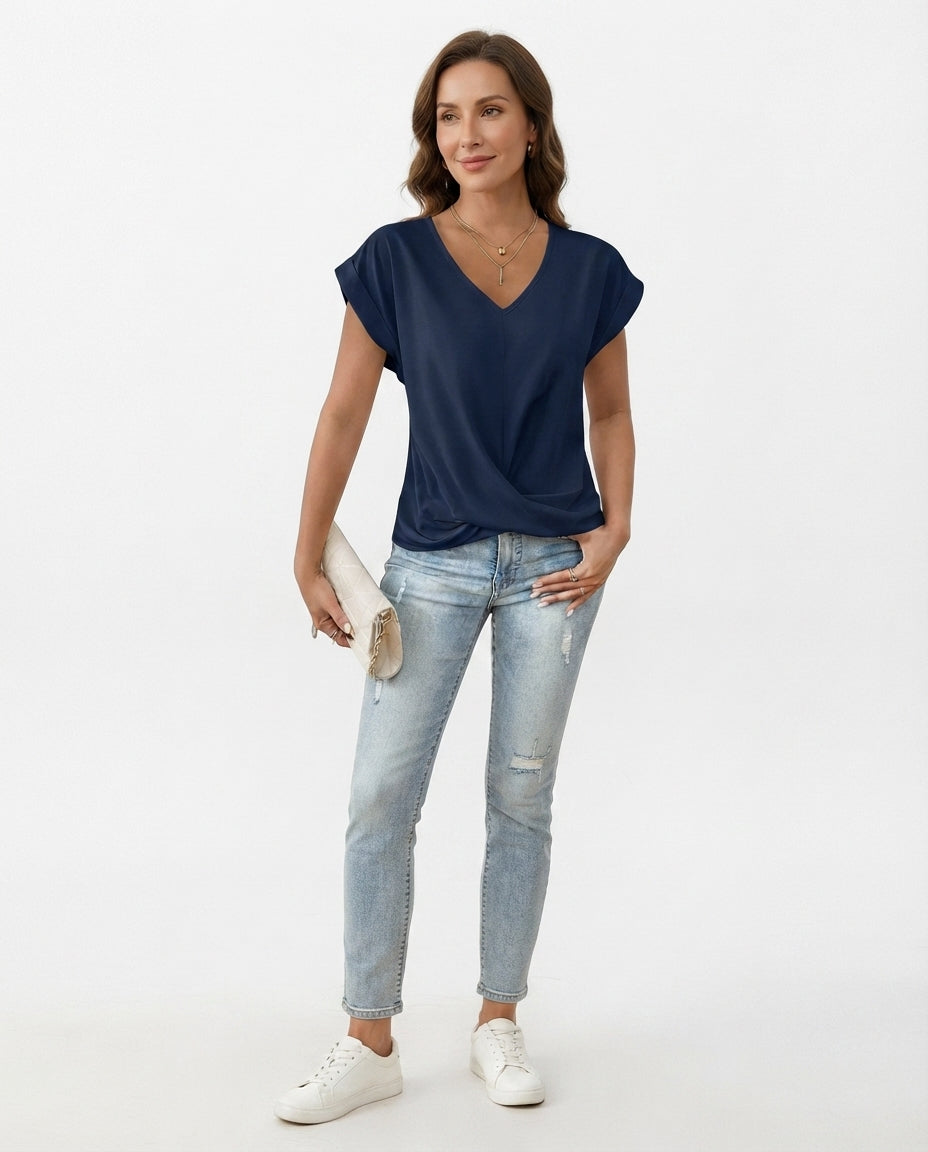 Twist Front V-Neck Tee