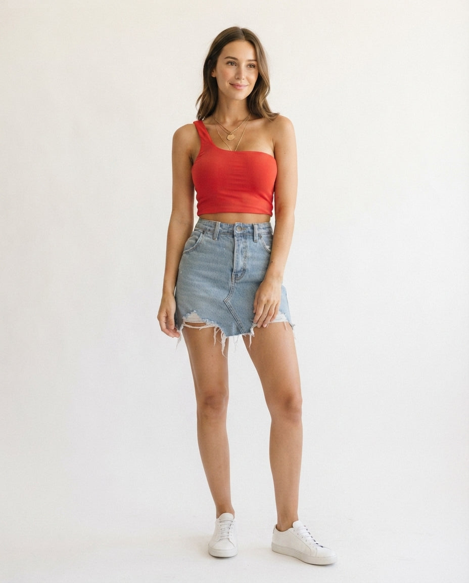 One Shoulder Cropped Tank
