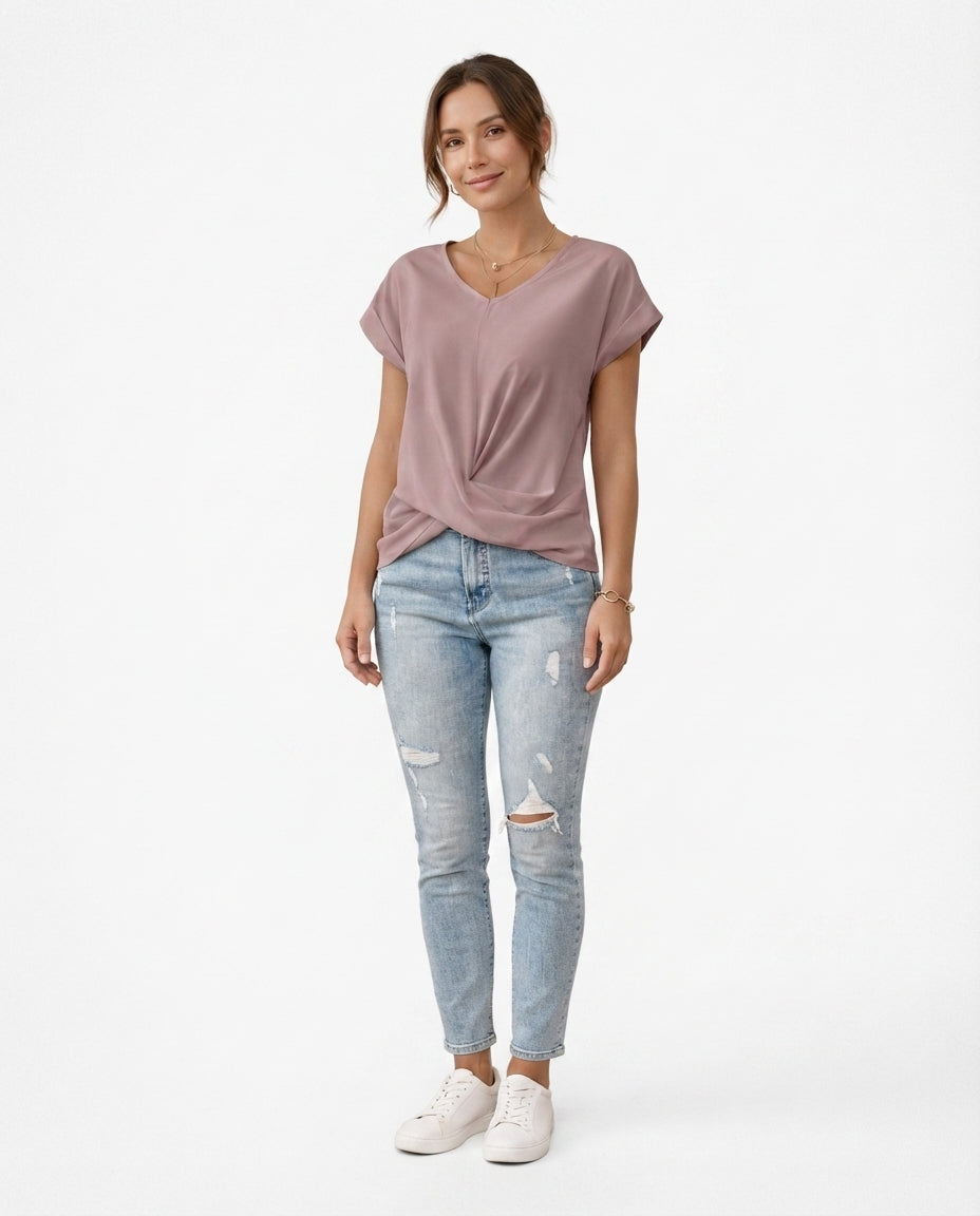 Twist Front V-Neck Tee