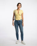 Ribbed Button Front Top