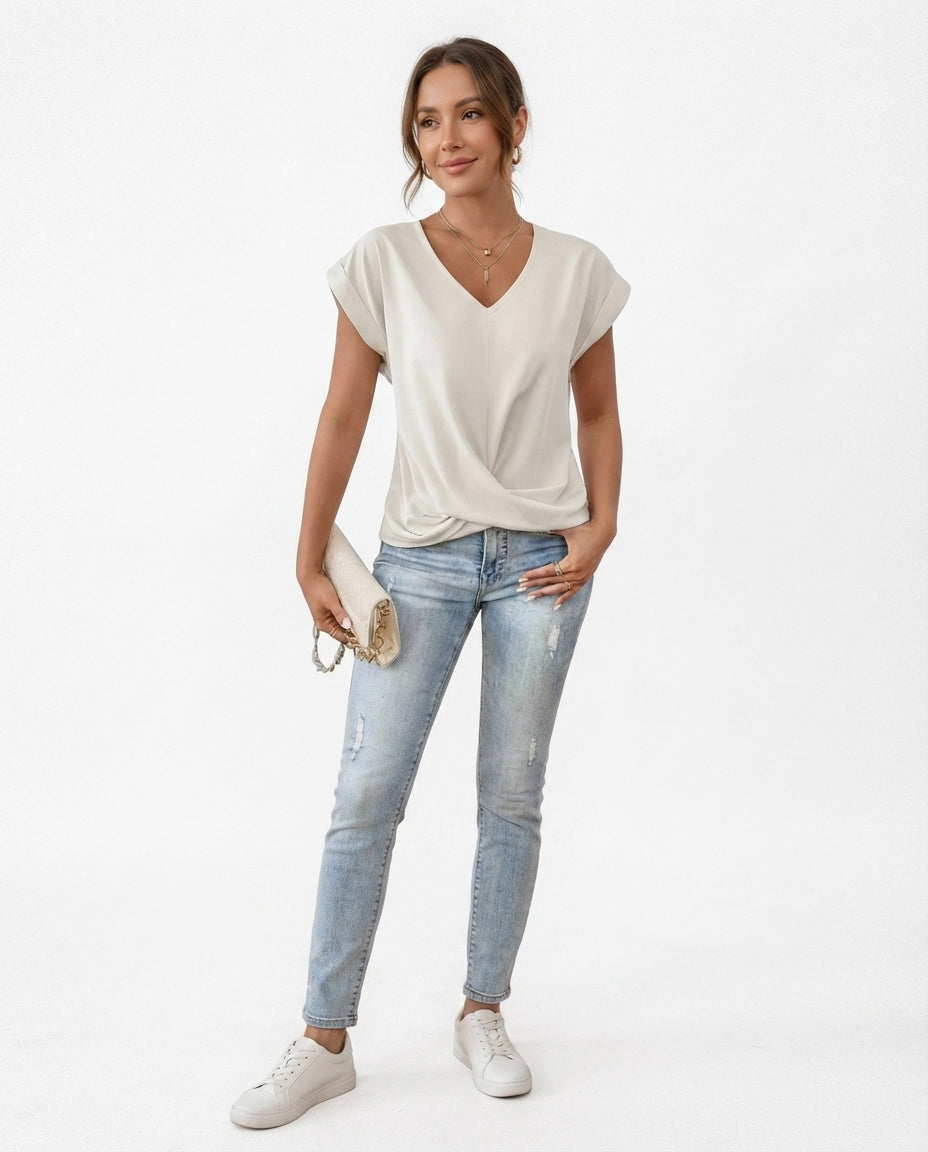 Twist Front V-Neck Tee