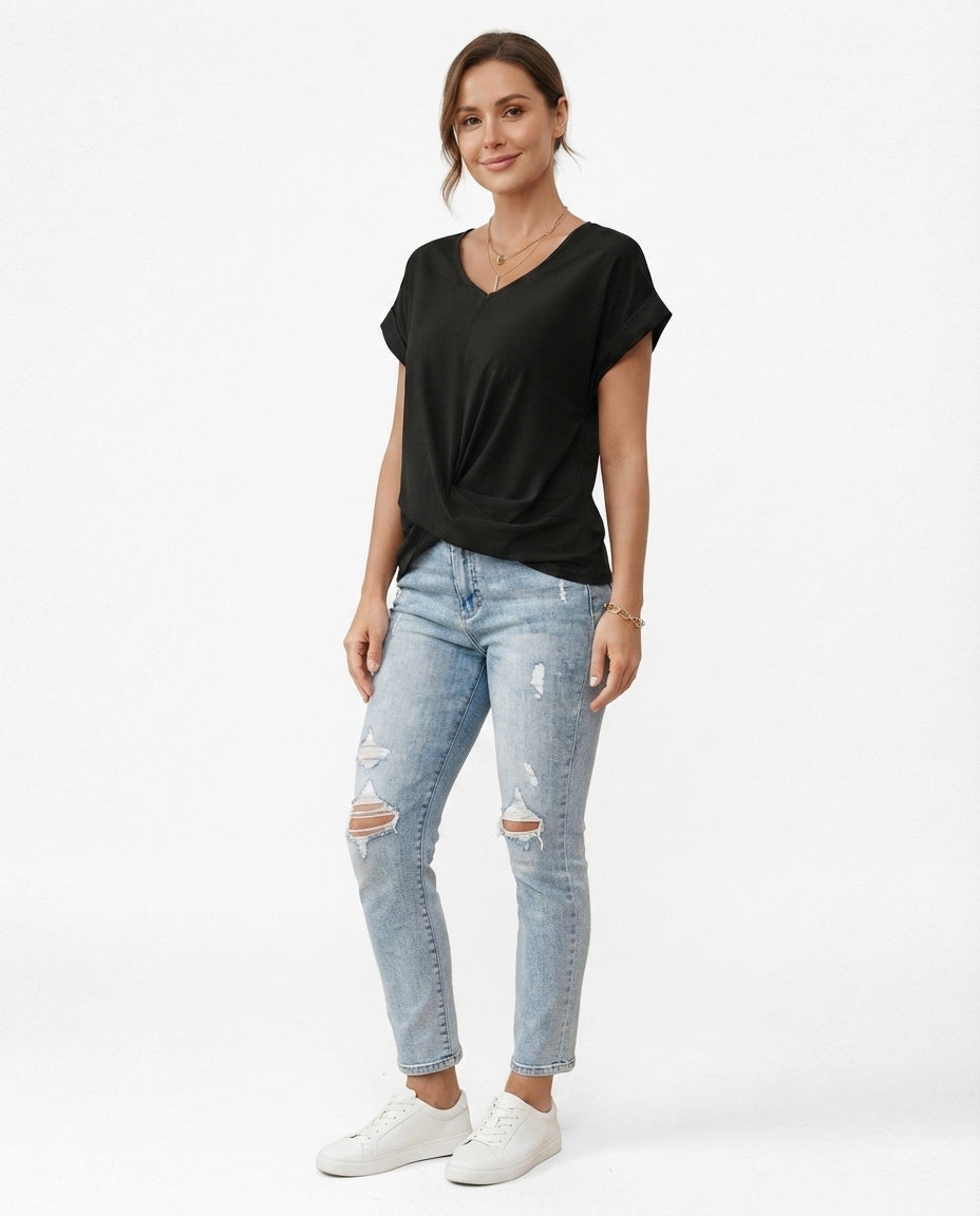 Twist Front V-Neck Tee