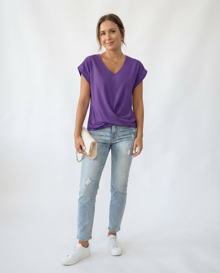Twist Front V-Neck Tee