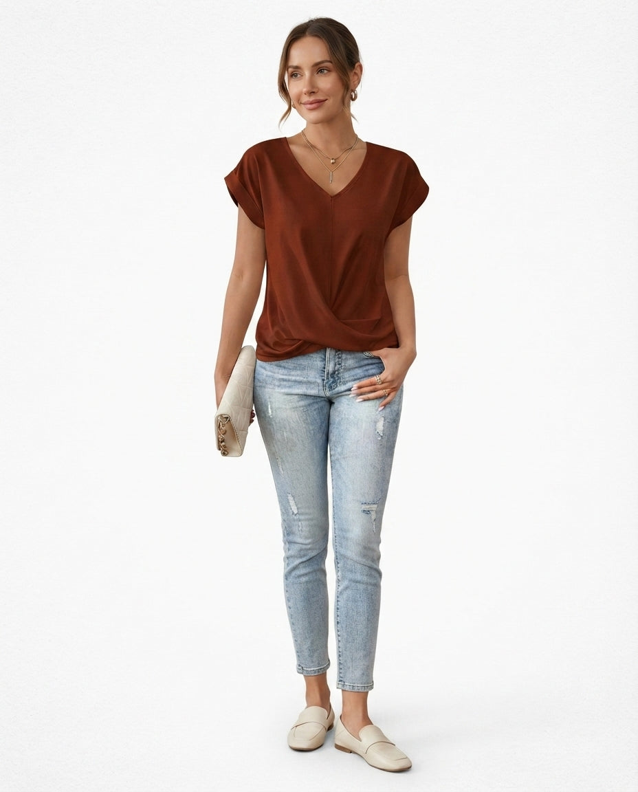 Twist Front V-Neck Tee