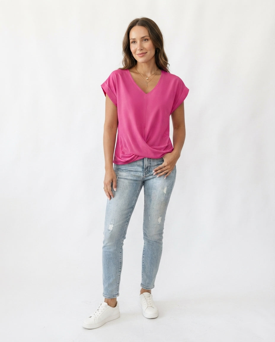 Twist Front V-Neck Tee