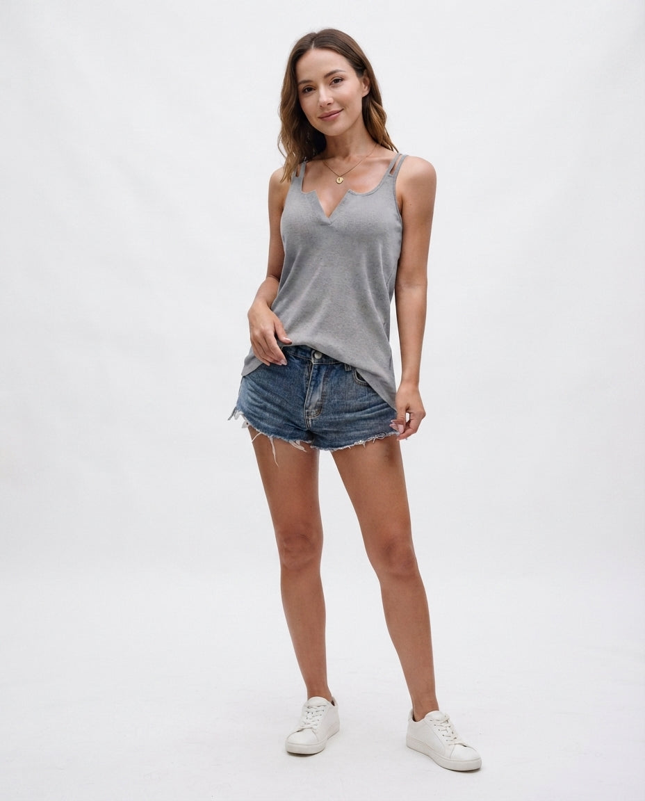 Ribbed V-Neck Cami Tank
