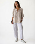 Button Front V Neck Blouse