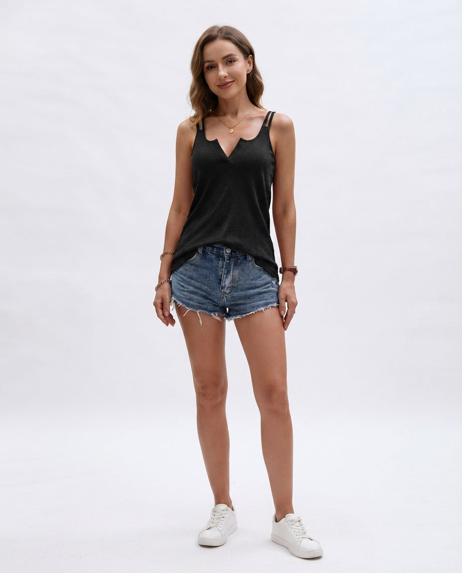Ribbed V-Neck Cami Tank