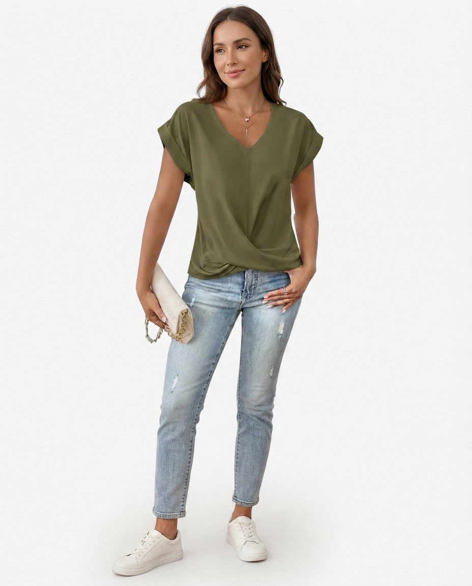 Twist Front V-Neck Tee