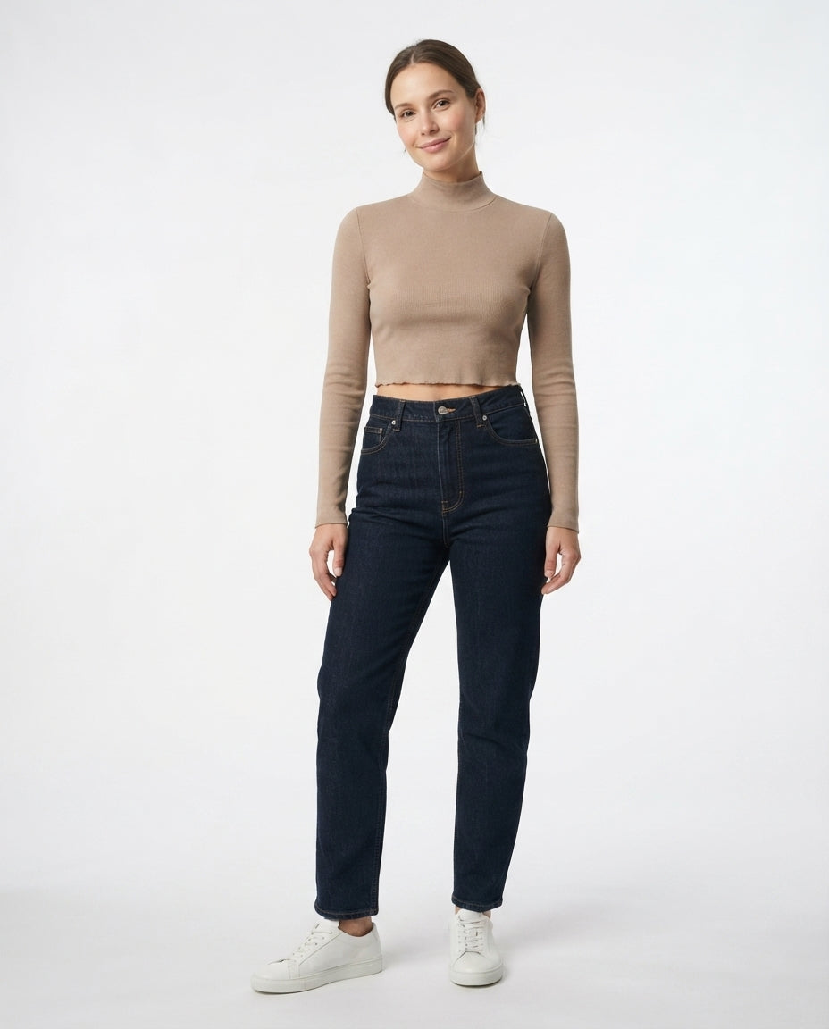 Ribbed Mock Neck Crop Top