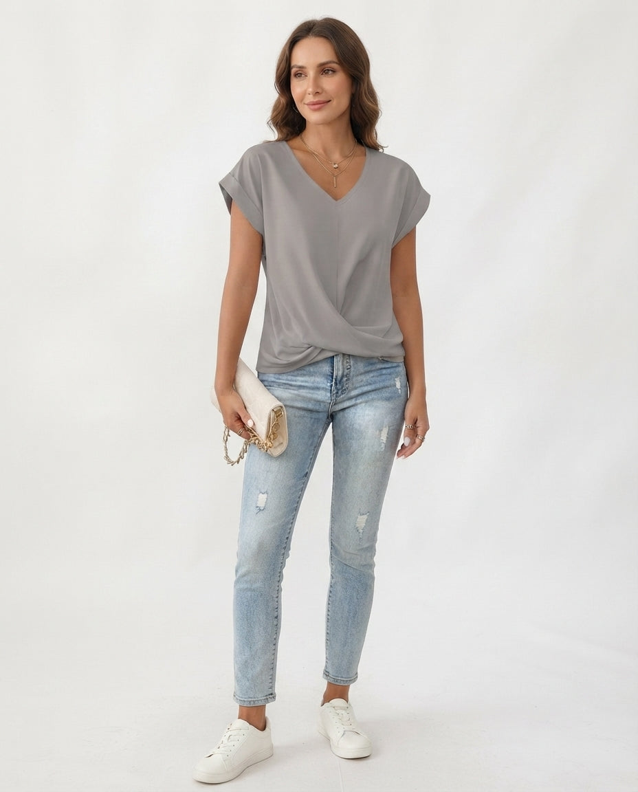 Twist Front V-Neck Tee