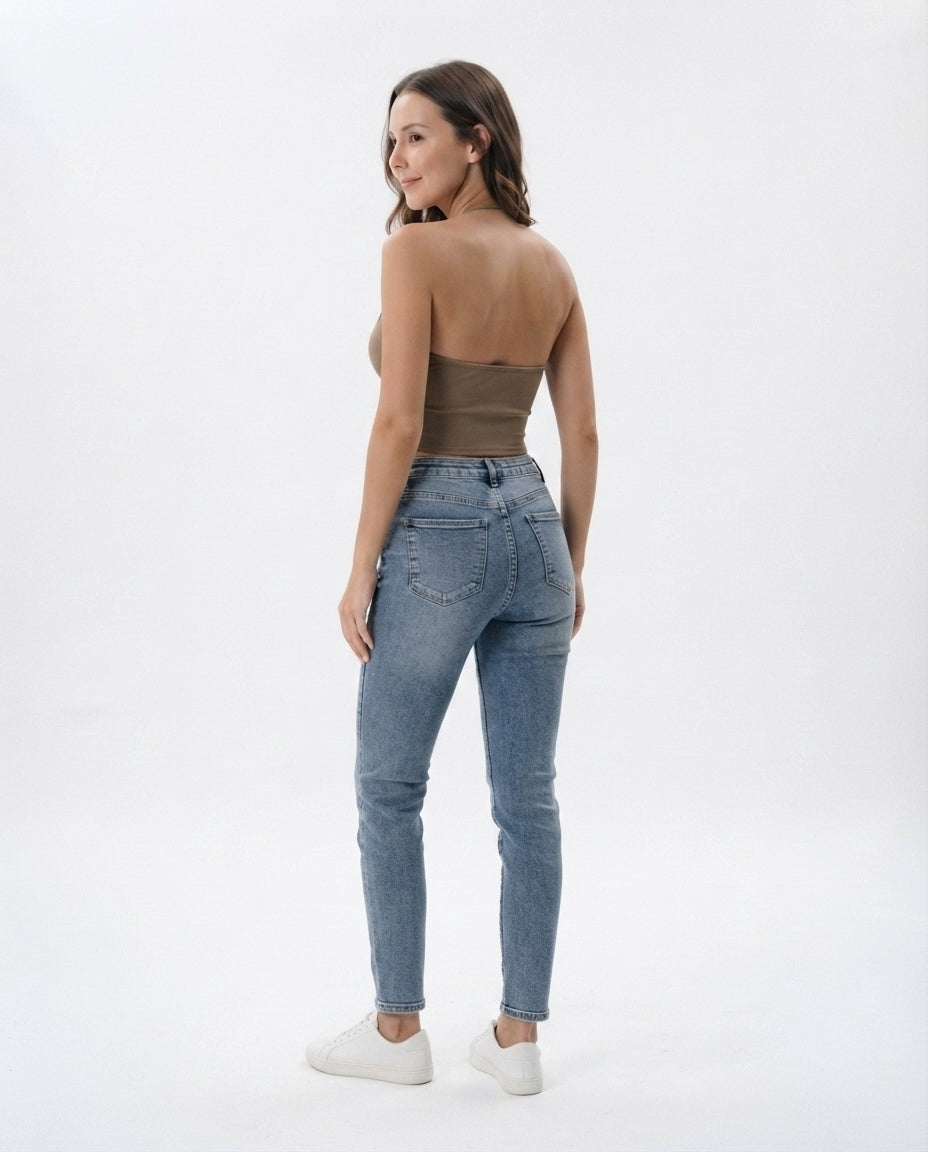 Halter Neck Ribbed Crop Top