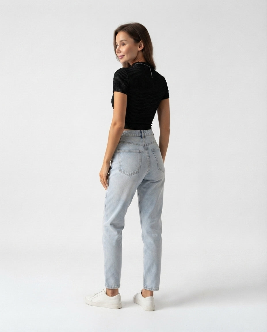 Textured Crew Neck T-Shirt