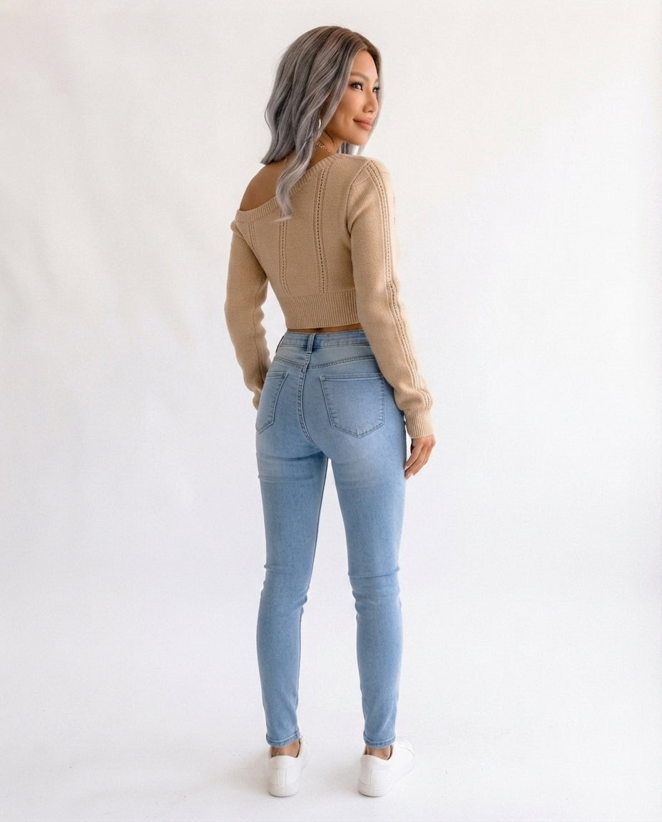 Off Shoulder Knit Crop Top