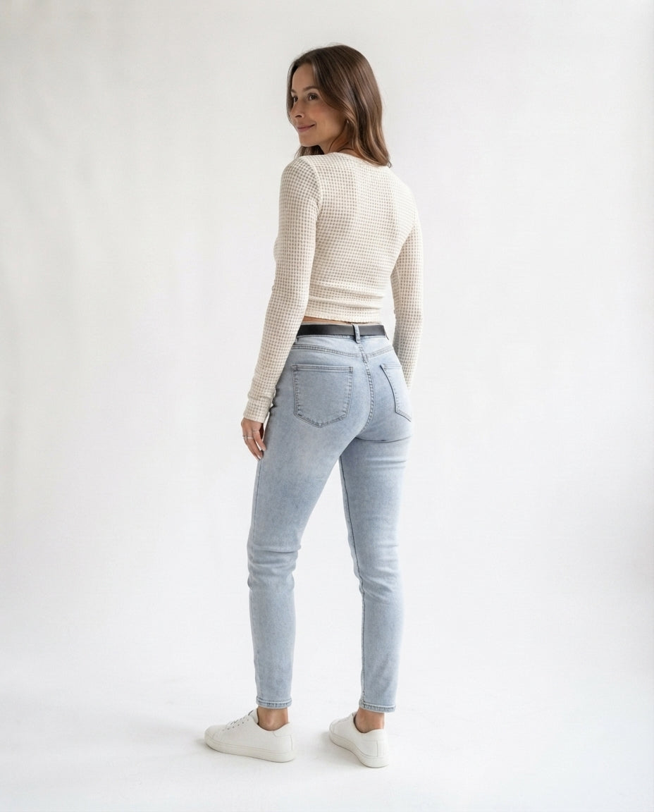 Waffle Knit Long Sleeve Top