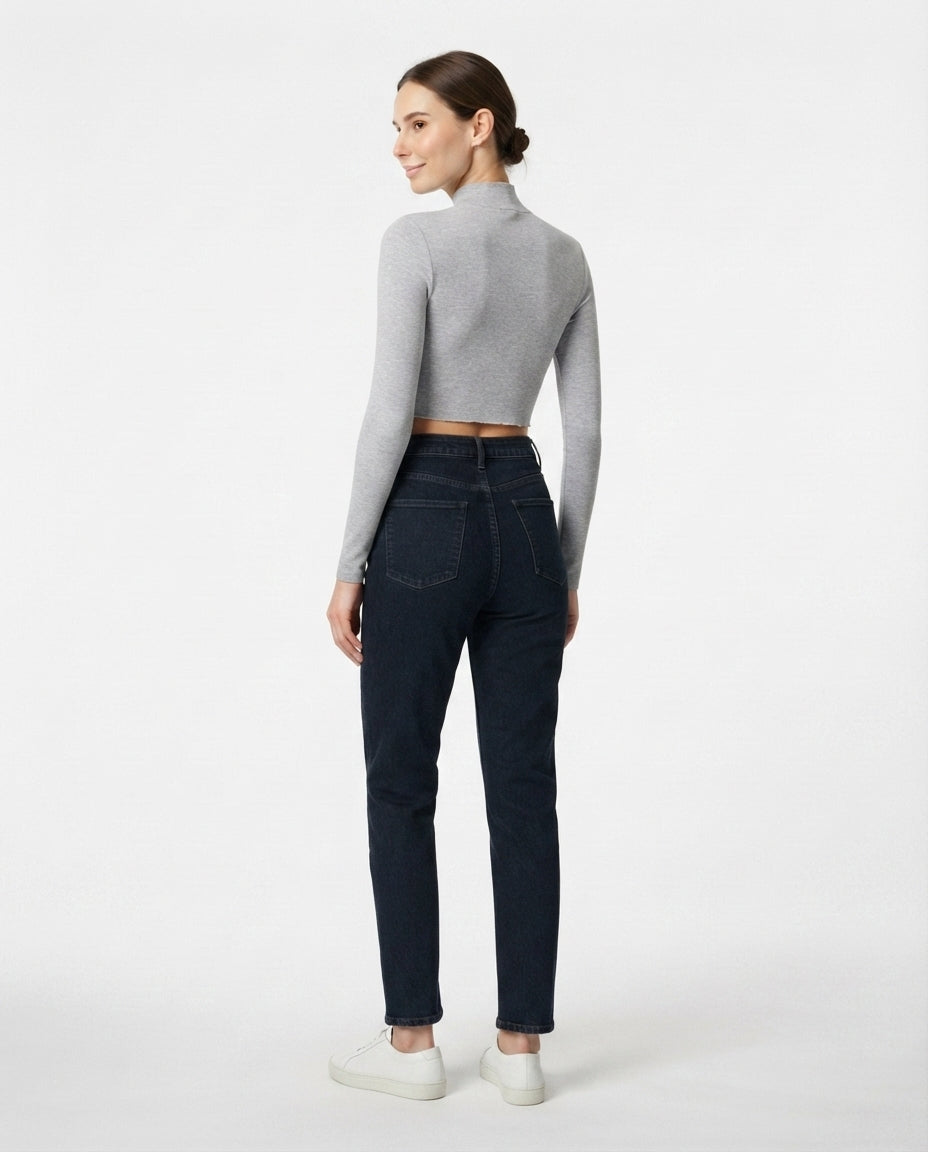 Ribbed Mock Neck Crop Top