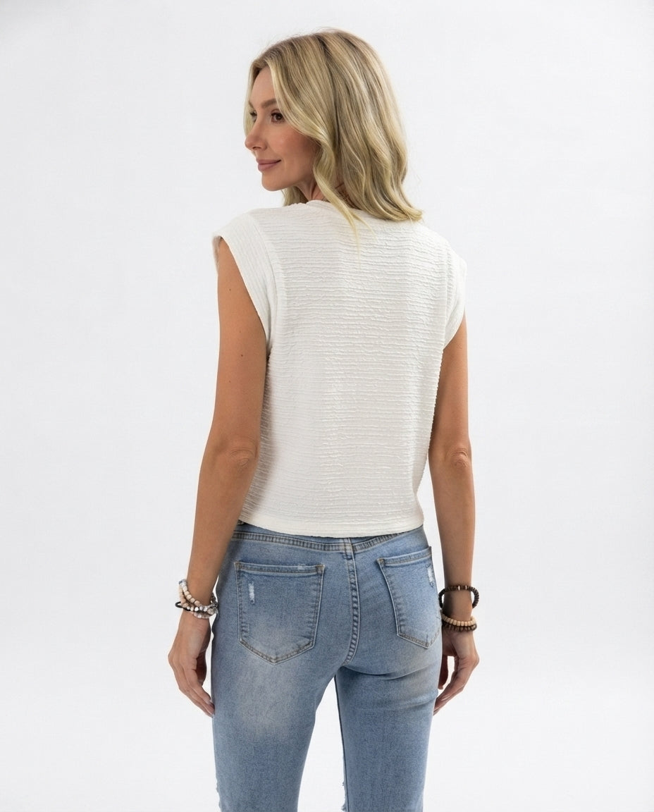 Textured Crew Neck Tank