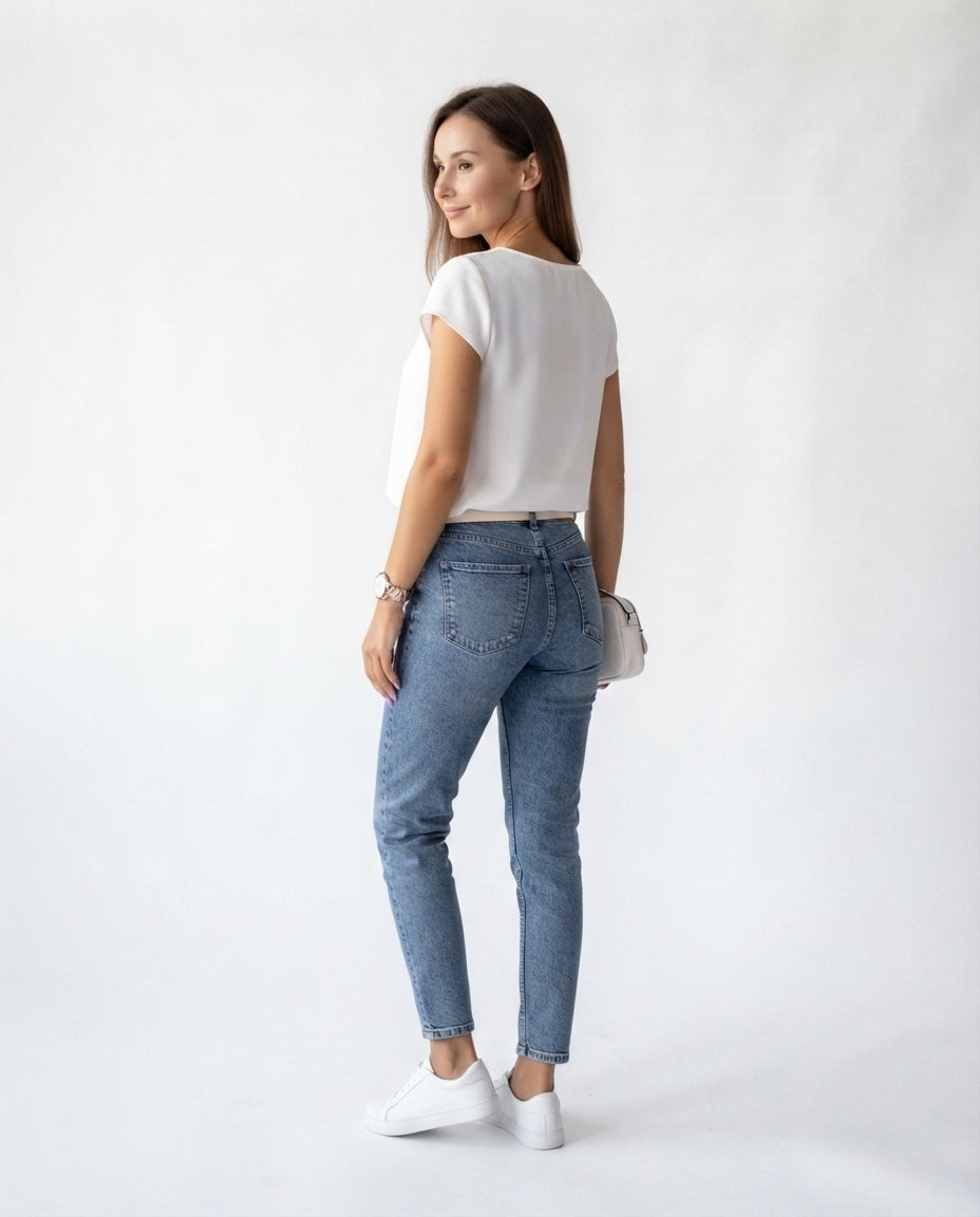 Padded Shoulder Mock Neck Top