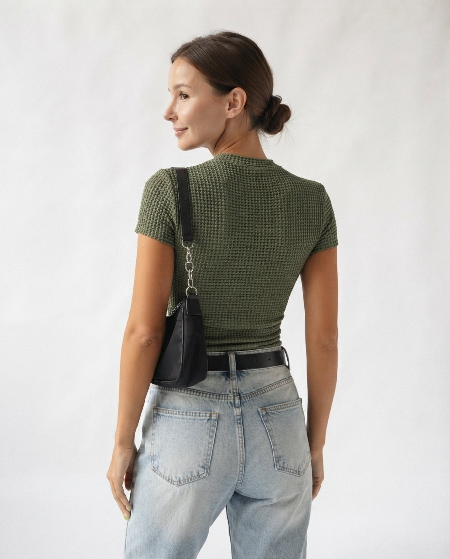 Textured Crew Neck T-Shirt