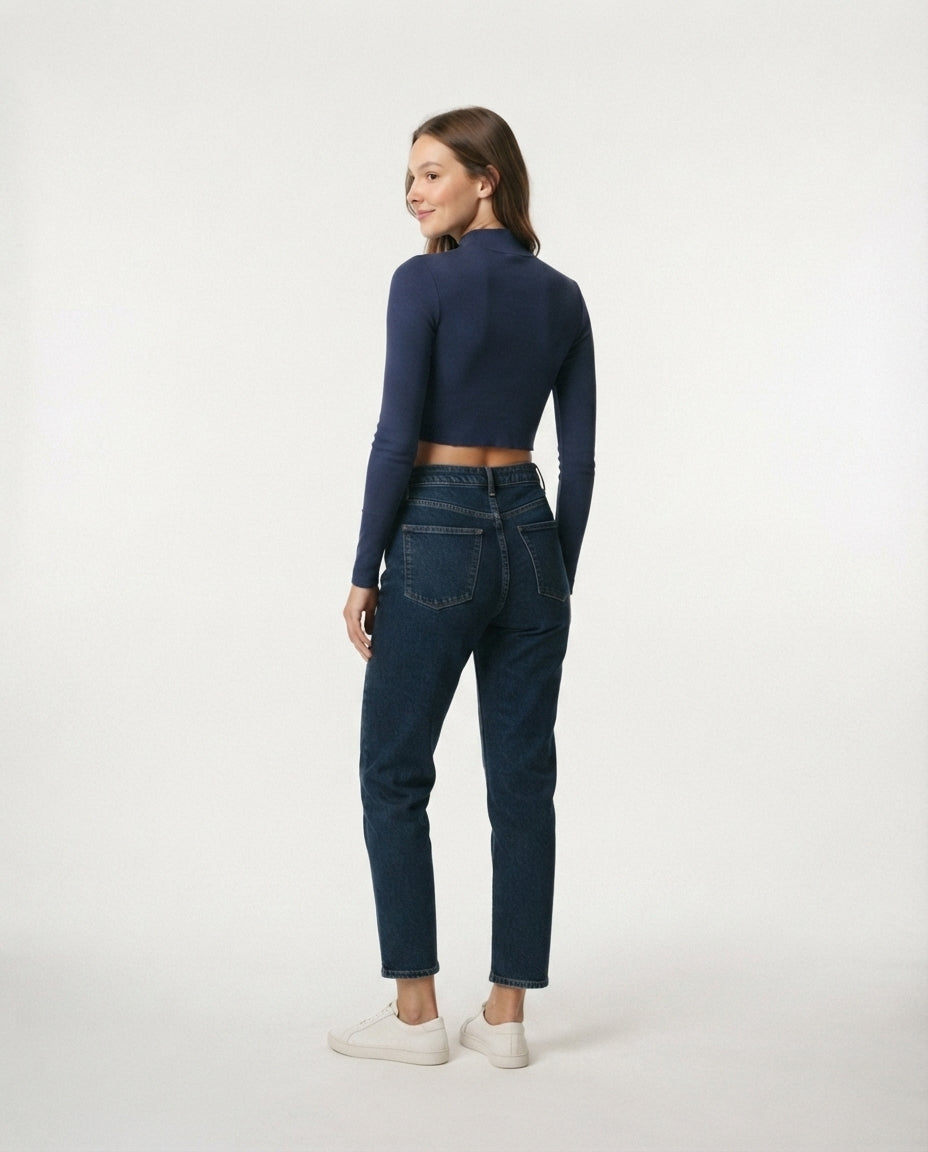 Ribbed Mock Neck Crop Top