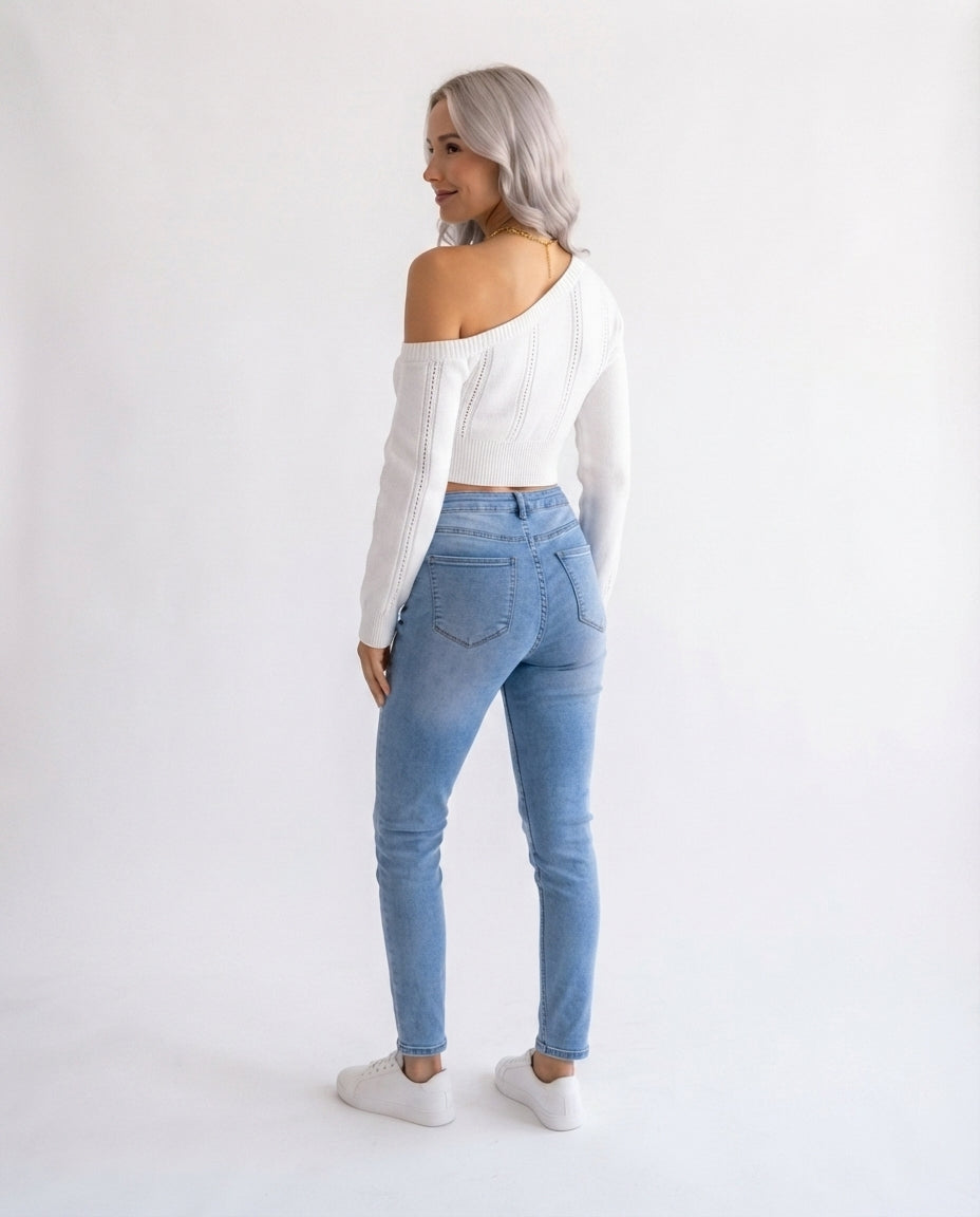 Off Shoulder Knit Crop Top
