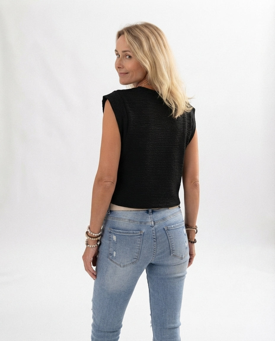 Textured Crew Neck Tank