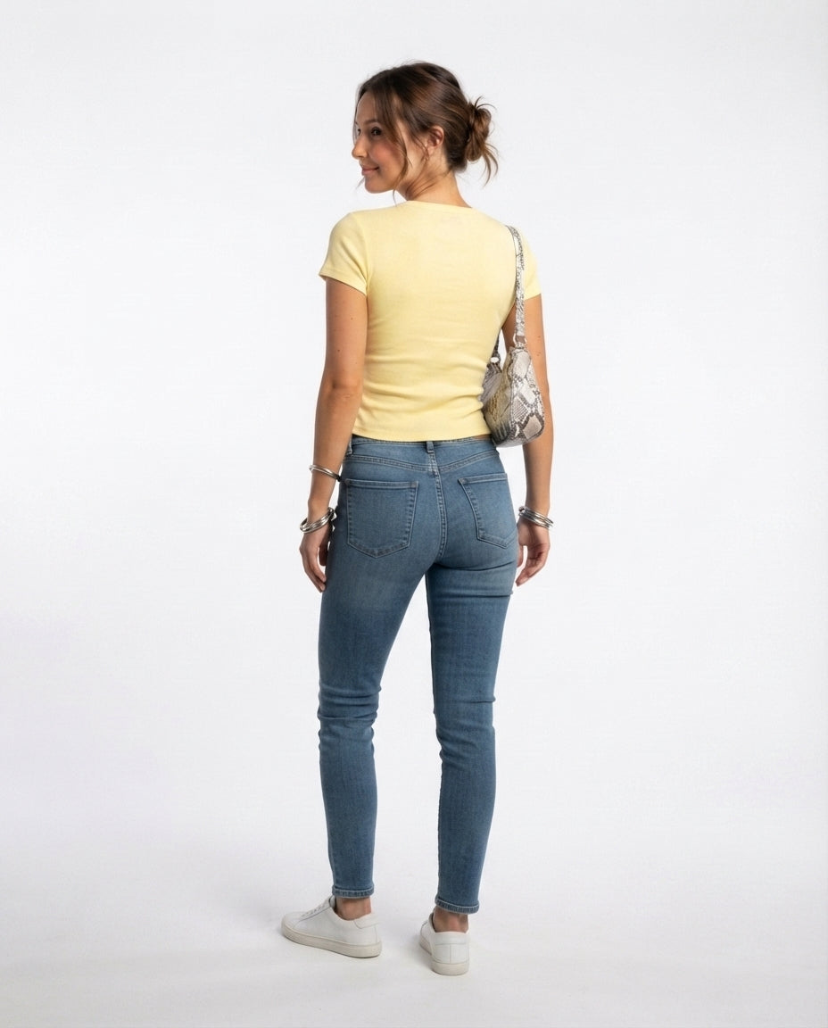 Ribbed Button Front Top