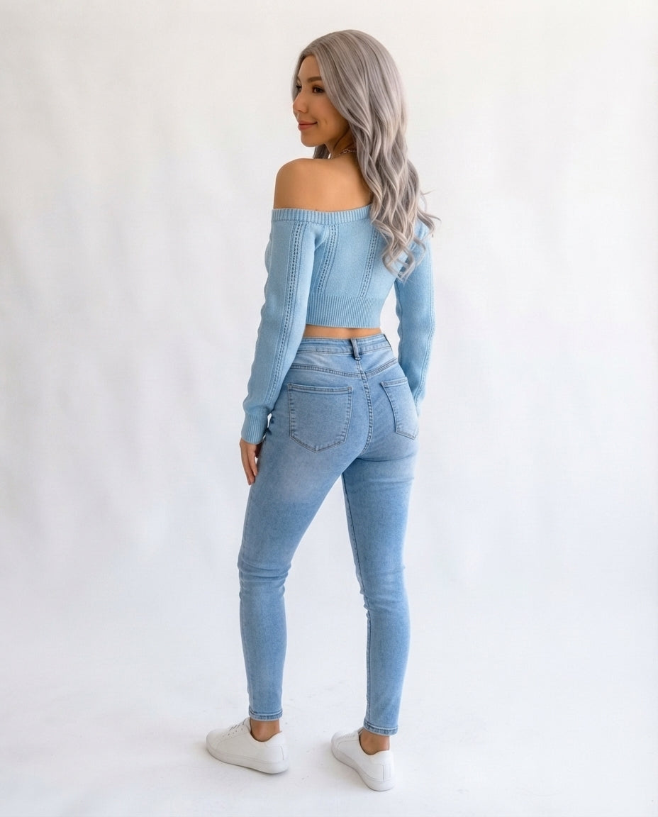 Off Shoulder Knit Crop Top