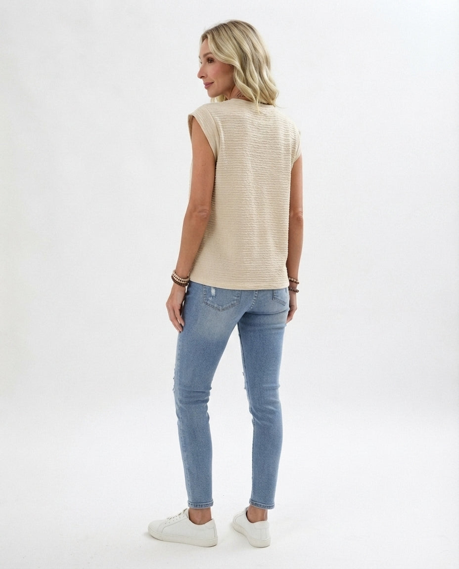 Textured Crew Neck Tank