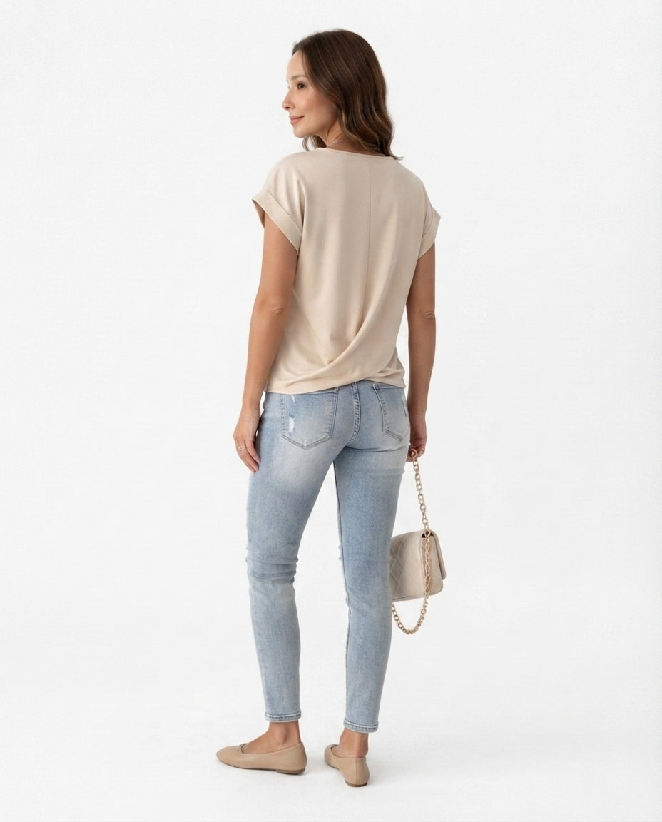 Twist Front V-Neck Tee