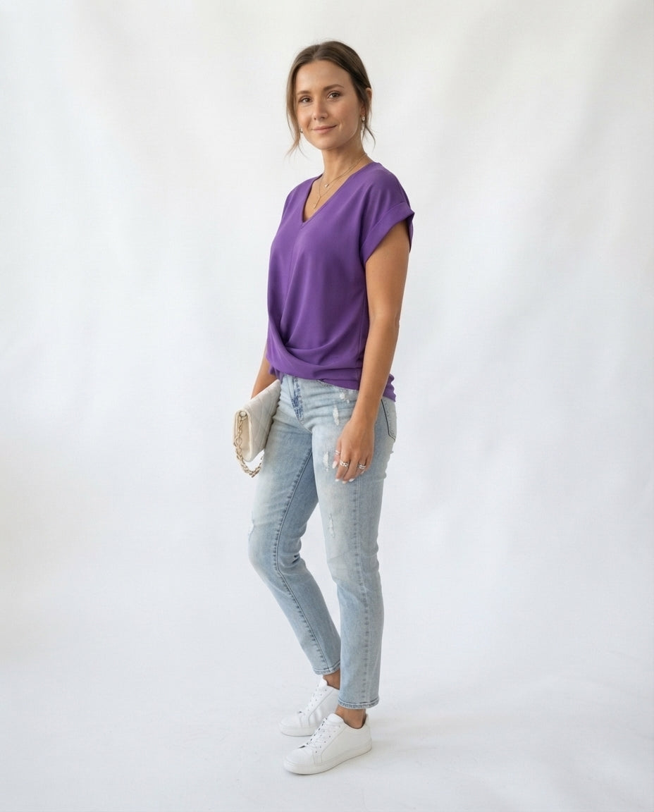 Twist Front V-Neck Tee