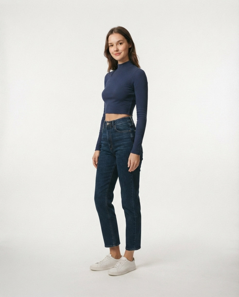 Ribbed Mock Neck Crop Top