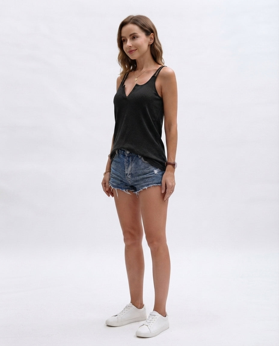 Ribbed V-Neck Cami Tank