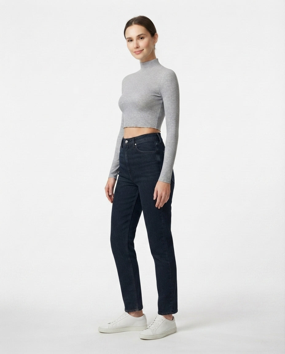 Ribbed Mock Neck Crop Top