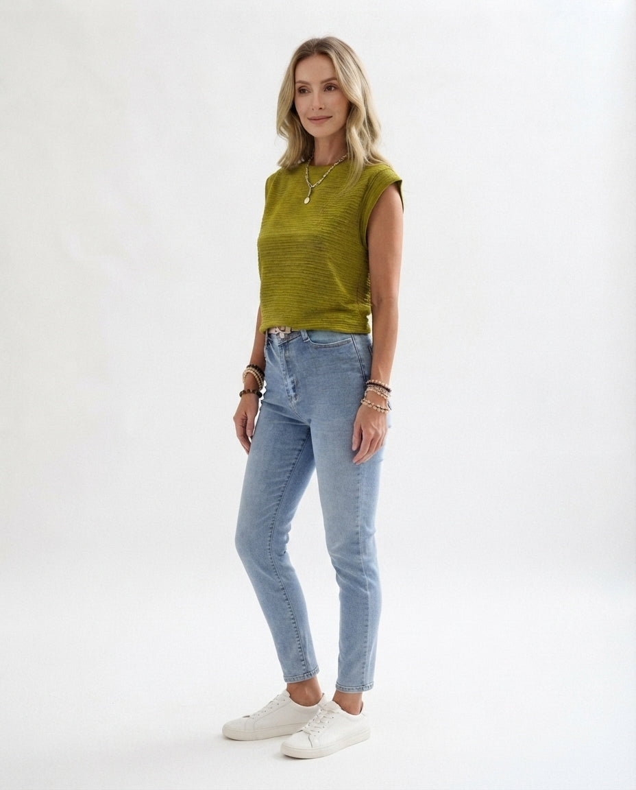Textured Crew Neck Tank