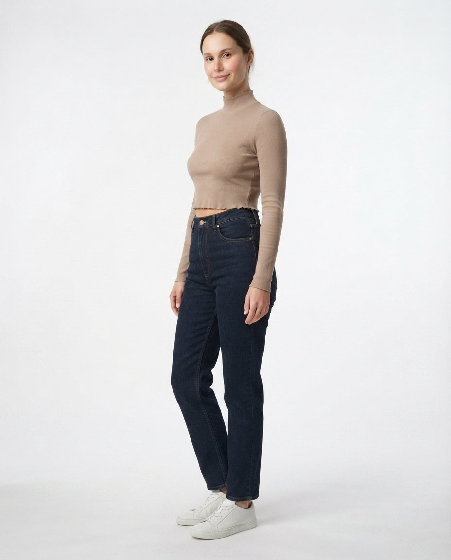 Ribbed Mock Neck Crop Top
