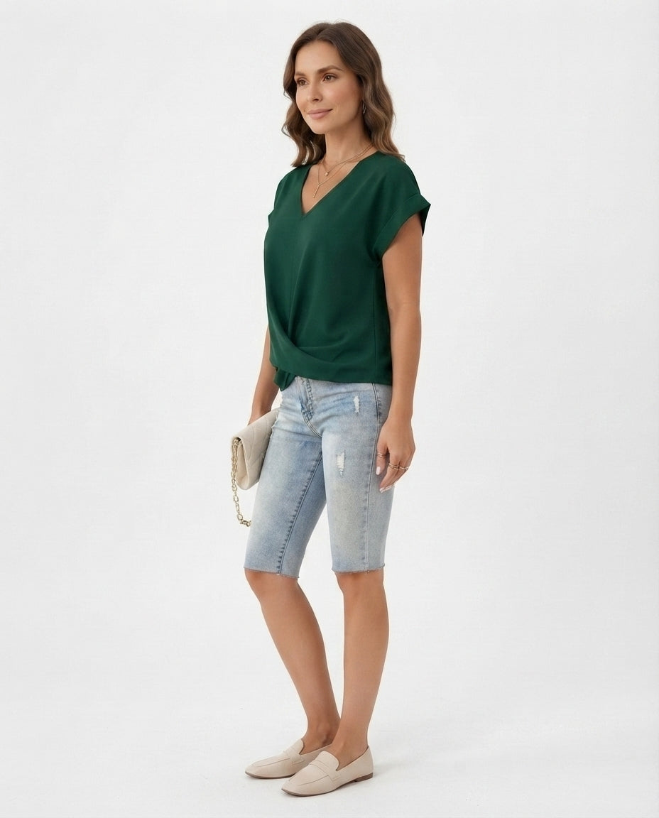 Twist Front V-Neck Tee